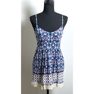 Paulnkc Women’s Blue &‎ Cream Strappy Dress Size (S)